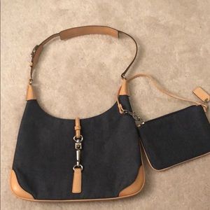 Denim Coach Bag with Wristlet